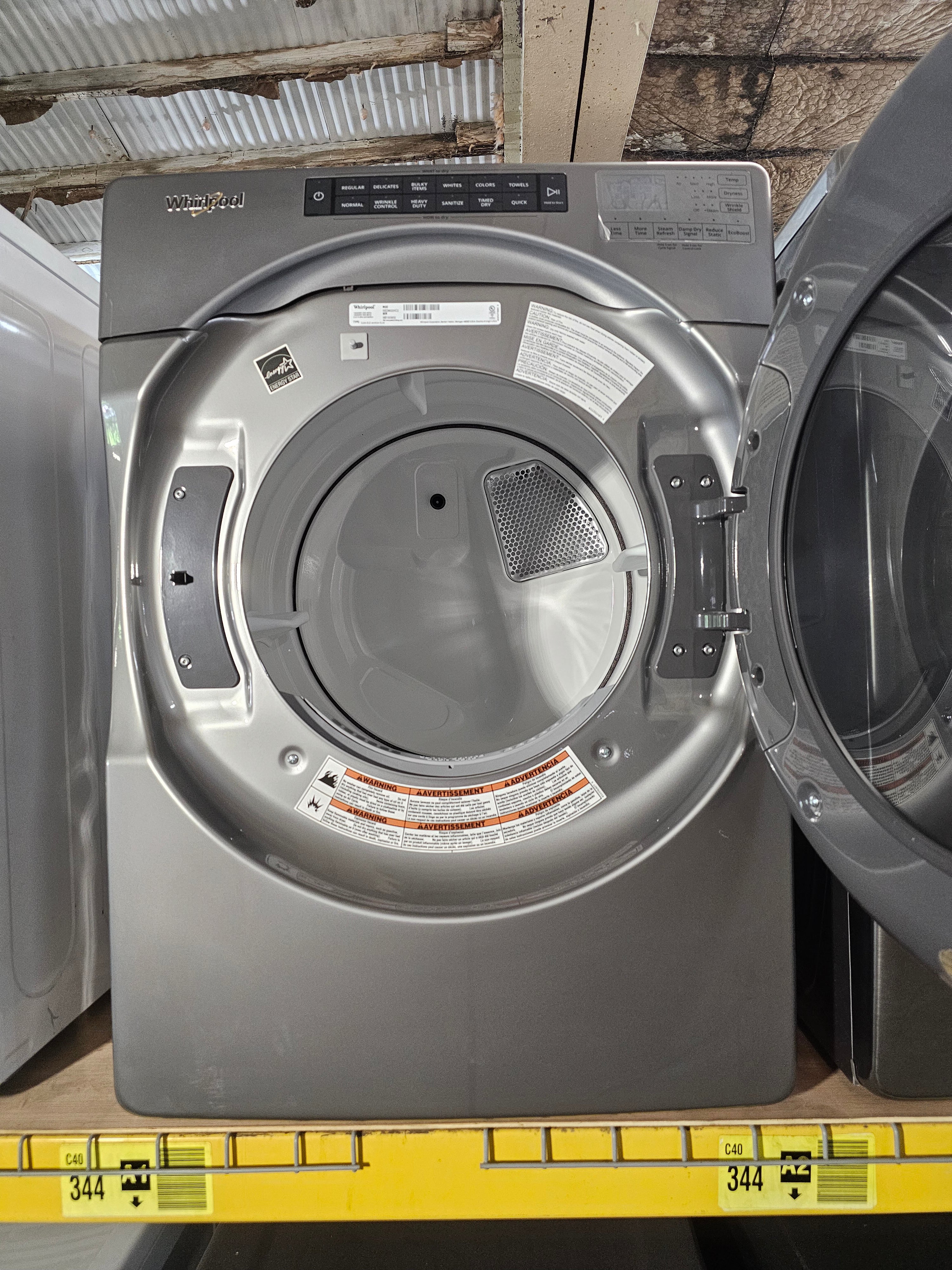 Whirlpool 7.4 cu. ft. 240-Volt Chrome Shadow Stackable Electric Dryer with Steam and Intuitive Touch Controls, ENERGY STAR
